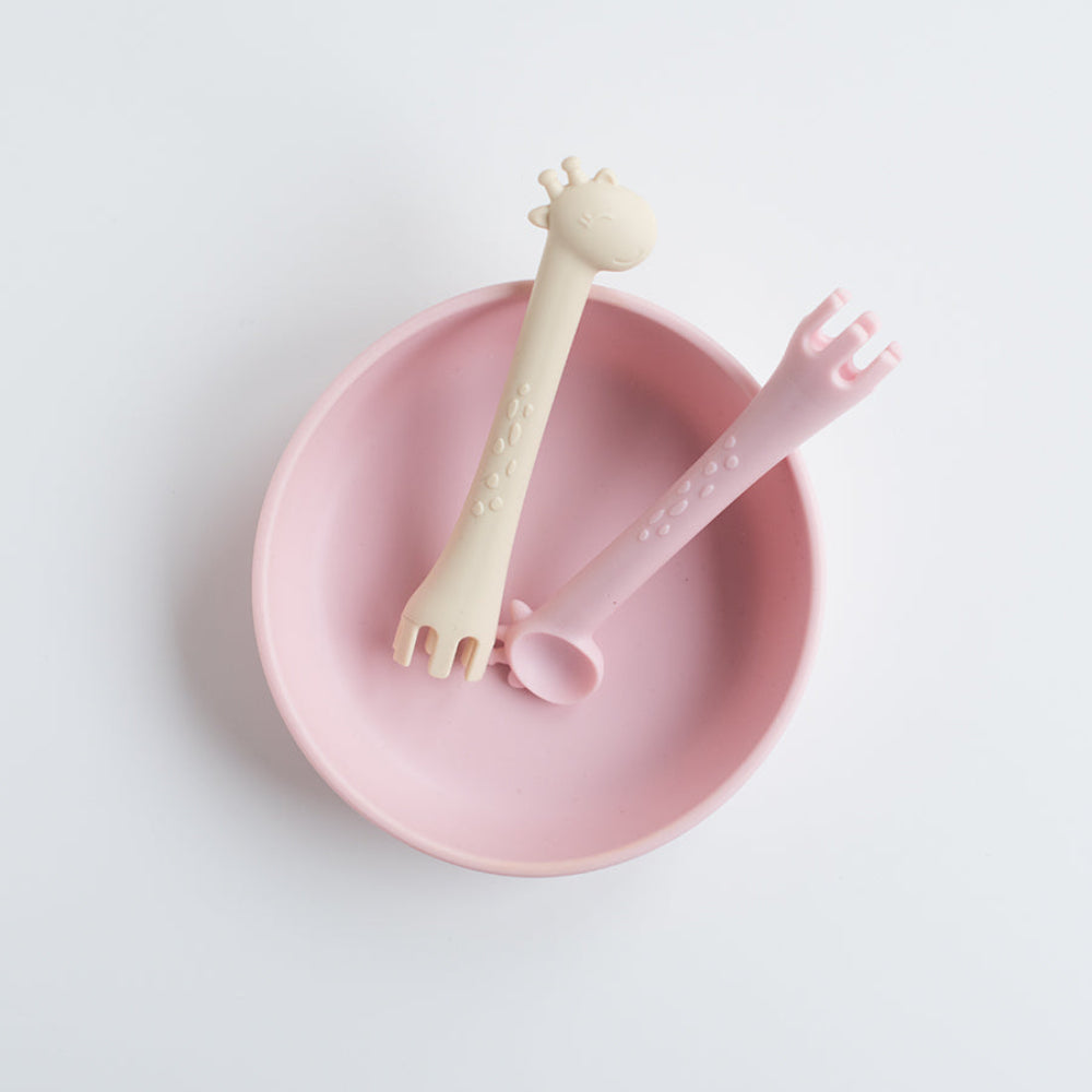 Feeding Set With Bowl & Giraffe Forks