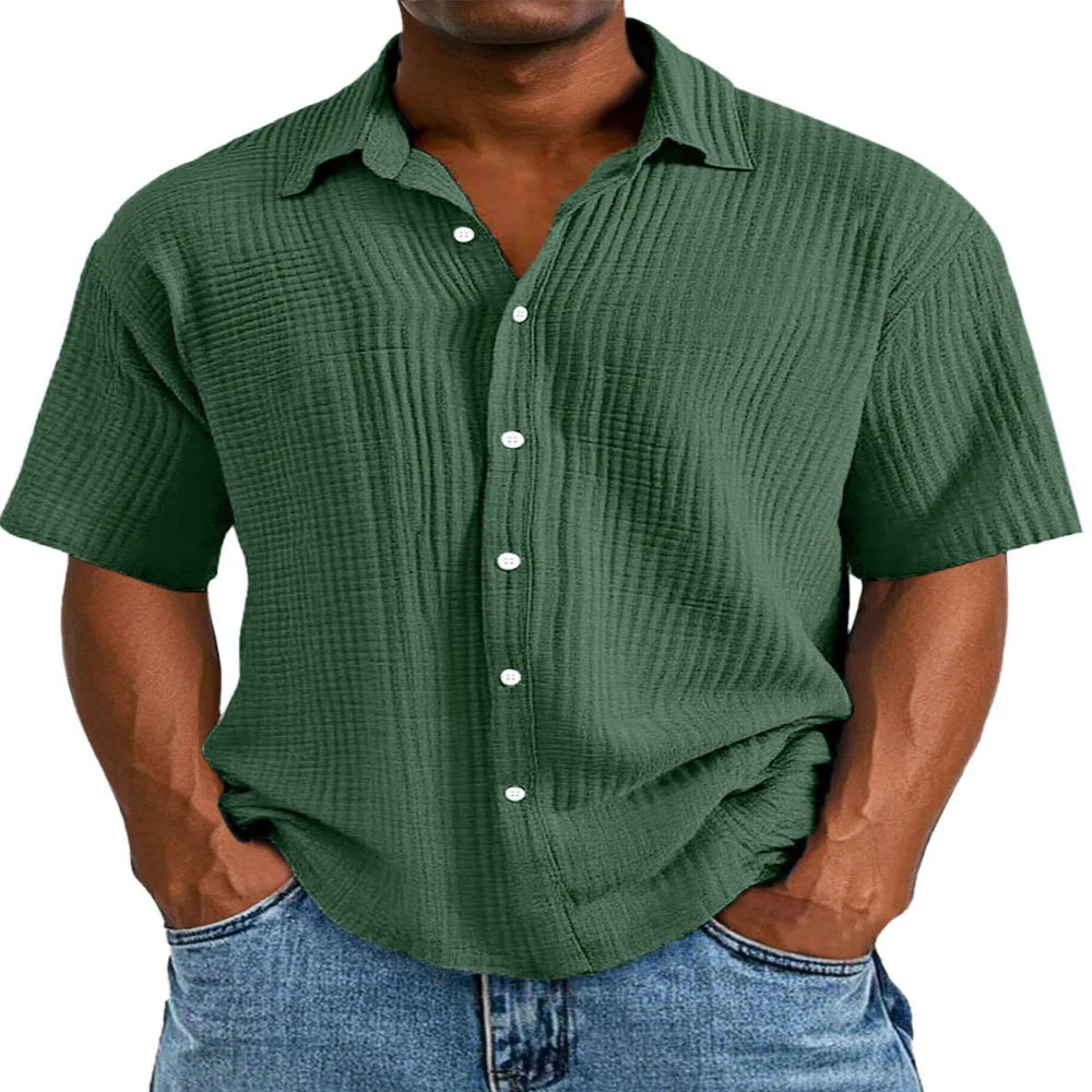 Spring And Summer Men's Short-Sleeve Lapel Shirt