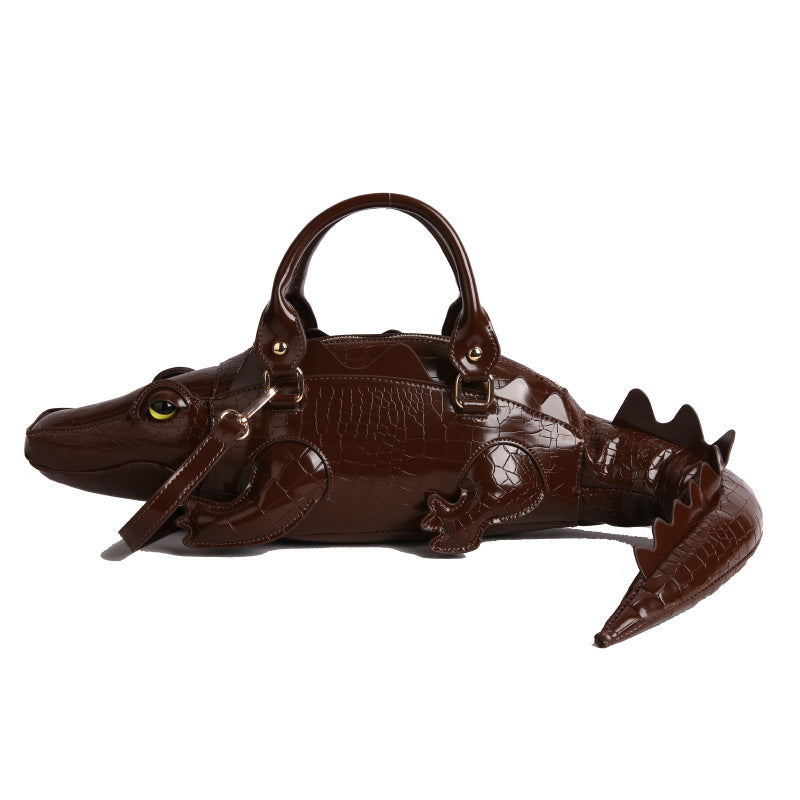 Women's Creative Funny Crocodile Shaped Leather Handbag