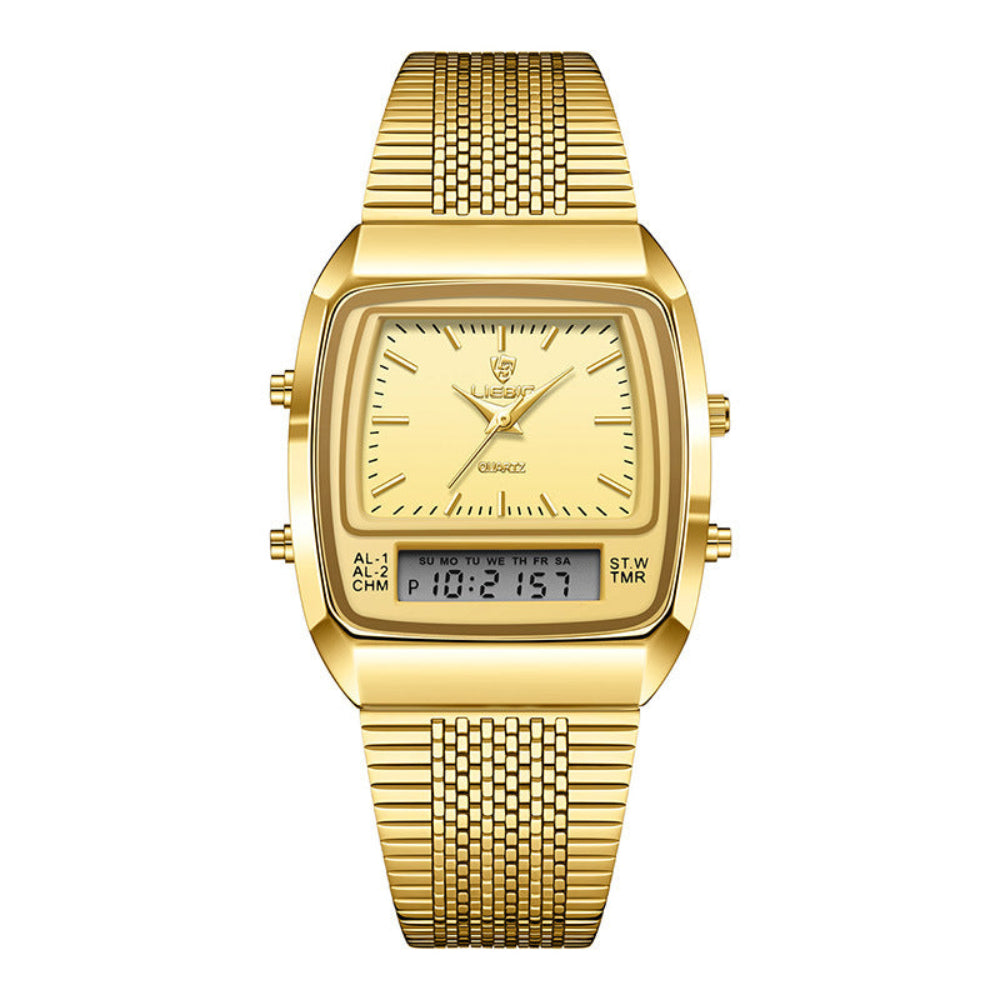 Business Casual Waterproof Double Display Electronic Quartz Watch