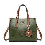 Oil Wax Cowhide Elegant Commuter Women's Handbag