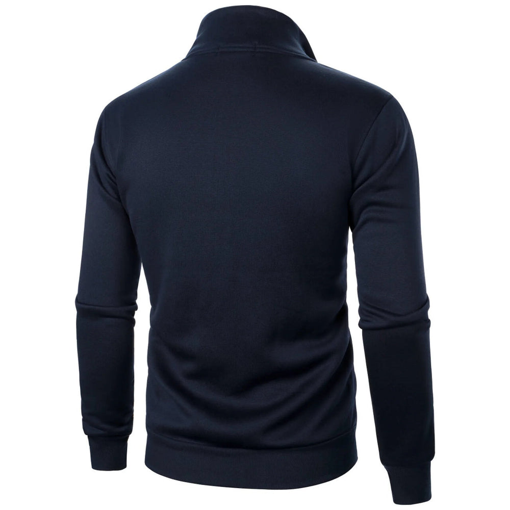 Stand Collar Cardigan Zipper Fleece Thickened Sweater Threaded Cuff Casual Sweatshirt