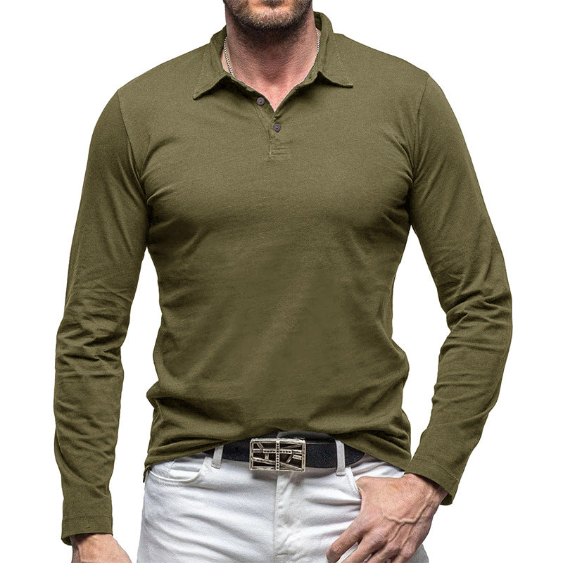Retro Polo Shirt With Long Sleeves For Men