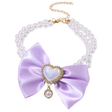 Cute Heart Shape Princess Style Pet Dog Cat Pearl Necklace.