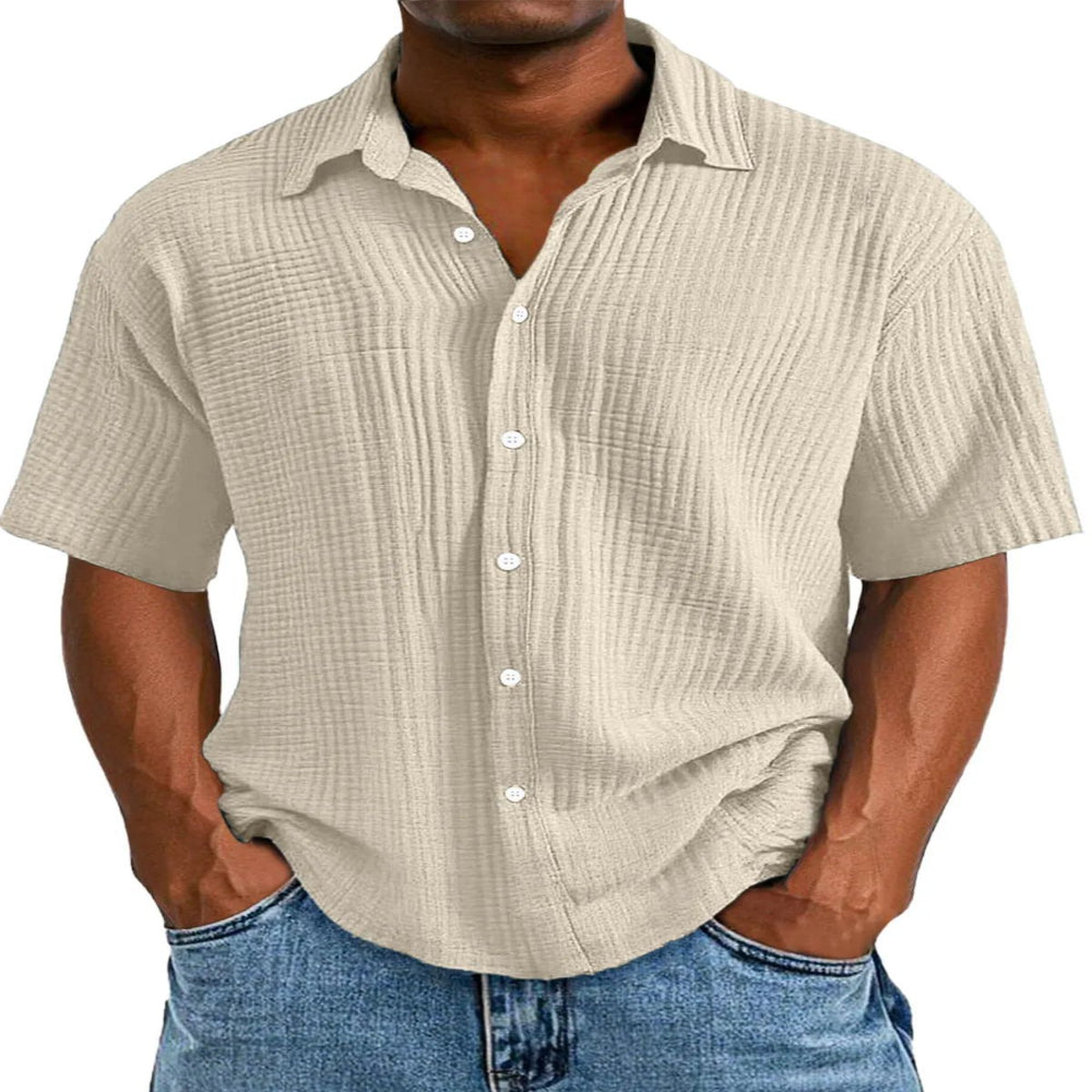 Spring And Summer Men's Short-Sleeve Lapel Shirt