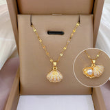 Shell Pearl Necklace With Rhinestones Female Zircon Temperament Personality Jewelry For Women