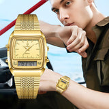 Business Casual Waterproof Double Display Electronic Quartz Watch