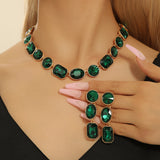 Luxurious Style Antique Style Gorgeous Shiny Crystal Colored Gems Necklace & Earrigns For Women