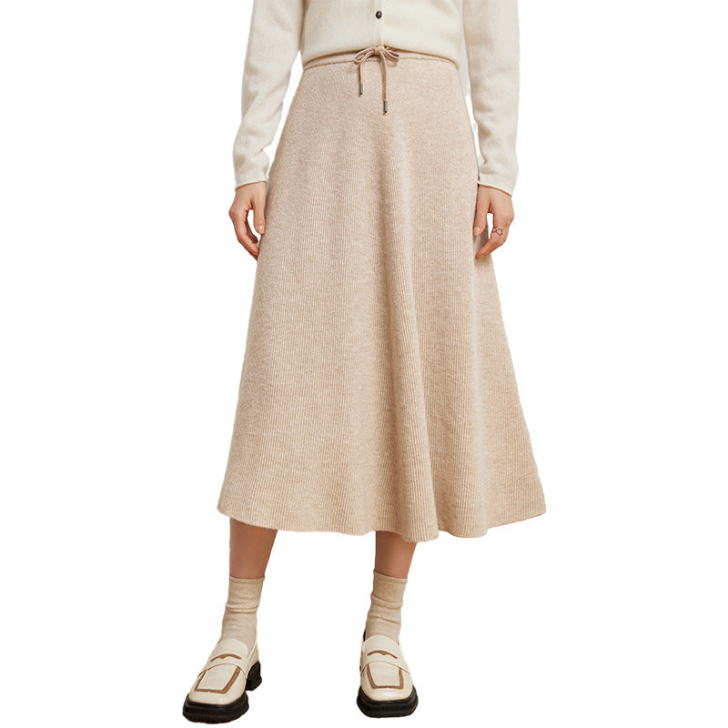 Long Fashionable Knitted Cashmere Skirt For Women