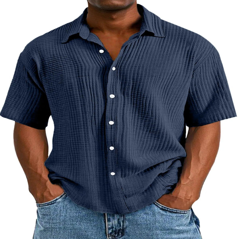 Spring And Summer Men's Short-Sleeve Lapel Shirt