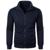 Stand Collar Cardigan Zipper Fleece Thickened Sweater Threaded Cuff Casual Sweatshirt