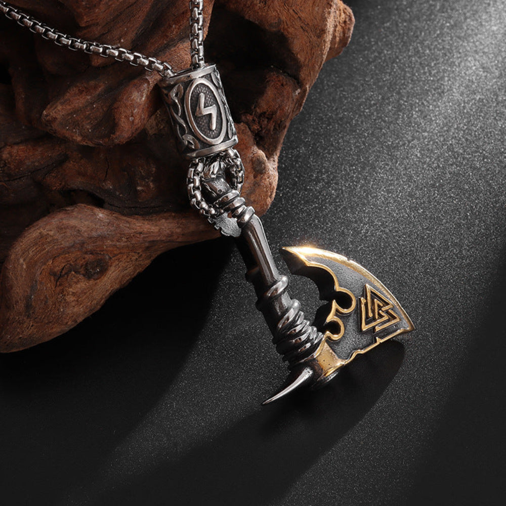 Creative Men's Stainless Steel Nordic Axe Pendant Norse Viking Pagan Necklace