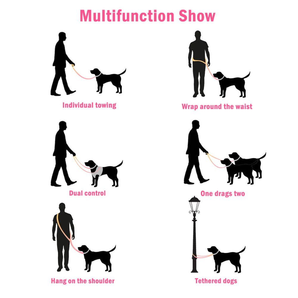 Pet Dog Cat Walking Multi-Purpose Reflective Rope Leash