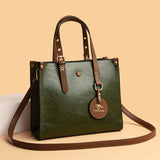 Oil Wax Cowhide Elegant Commuter Women's Handbag