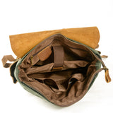 Canvas Stitching Horse Leather Backpack Oil Wax Waterproof Computer Schoolbag