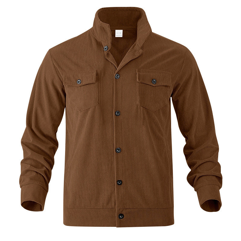 Simple Versatile Multi-Pocket Long Sleeve Stand-Up Collar Jacket Men's Clothing