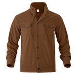 Simple Versatile Multi-Pocket Long Sleeve Stand-Up Collar Jacket Men's Clothing