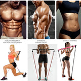 Fitness Workout Yoga Gymnastic Bar Reinforced Resistance Bands Pull Rope Set.