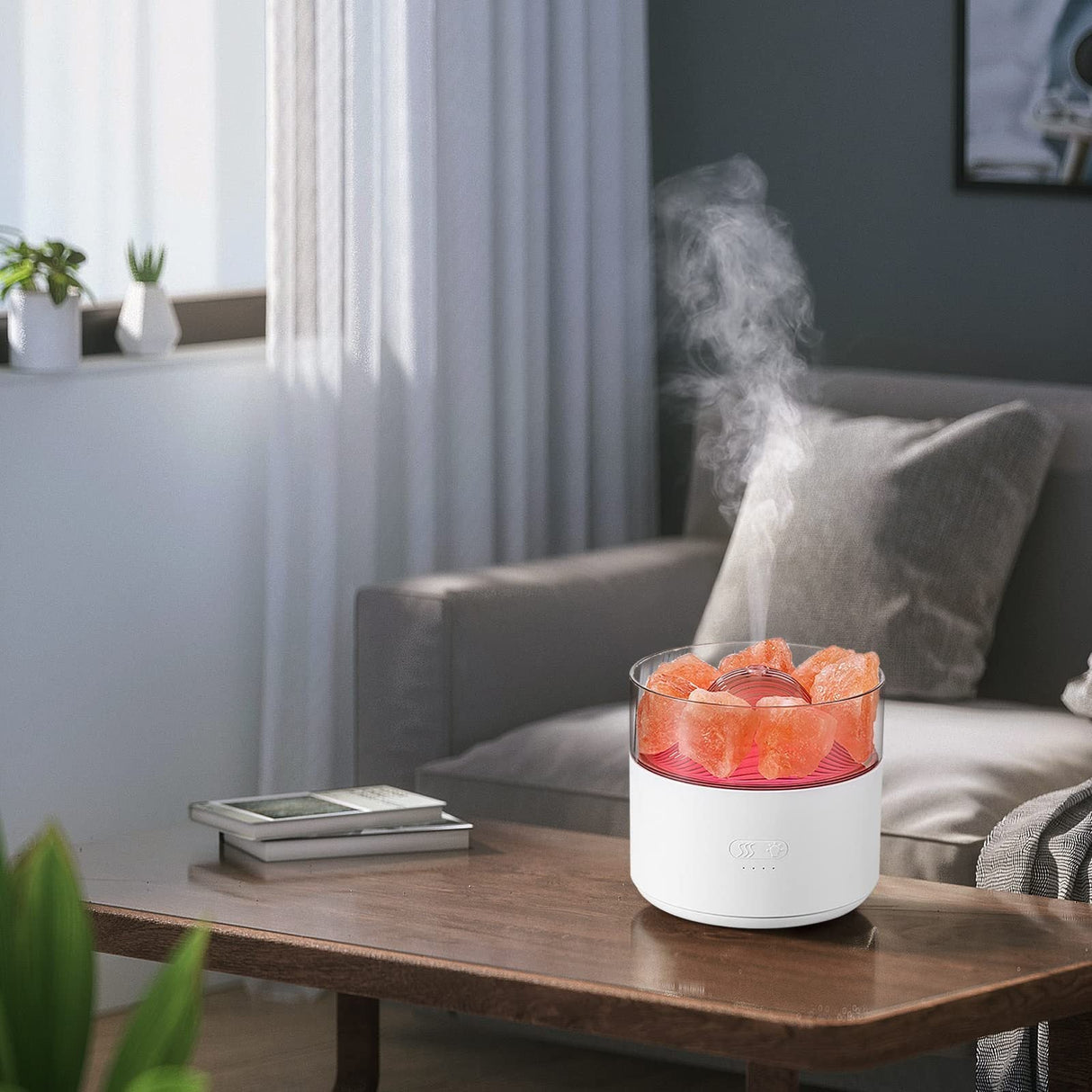 Air Humidifier Crystal Salt Lamp Aroma Diffuser Incense Machine Fogger Essential Oil Lamp Difusor Ambient Light - Weriion