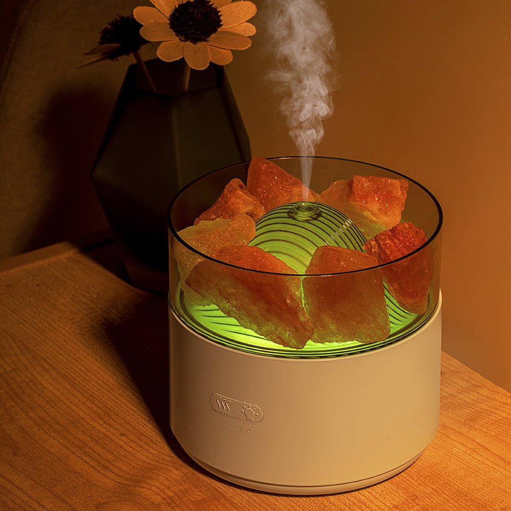 Air Humidifier Crystal Salt Lamp Aroma Diffuser Incense Machine Fogger Essential Oil Lamp Difusor Ambient Light - Weriion