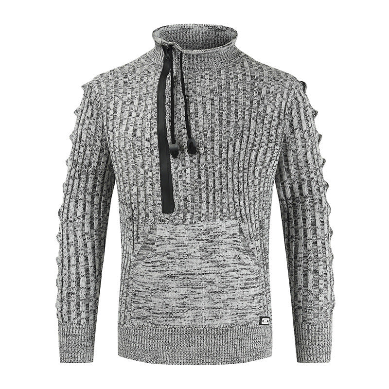 Autumn And Winter Loose Stand Collar Pullover Knitted Sweater For Men - Weriion