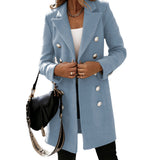 Fashion Turndown Collar Double-Breasted Spring Autumn Coat For Women