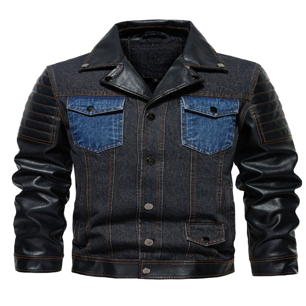 Men's Denim Patchwork Autumn Outerwear Jacket