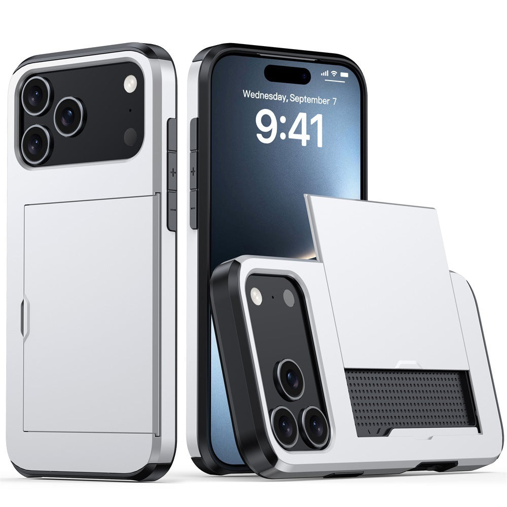Protective Phone Case With Sliding Cover For Cards