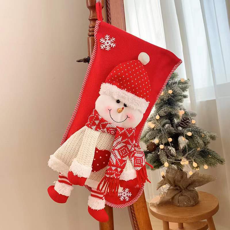 Christmas Decorations Knitted Three-Dimensional Snowman Santa Stockings Gift Bag