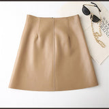 High Waist Thin Leather Skirt For Women