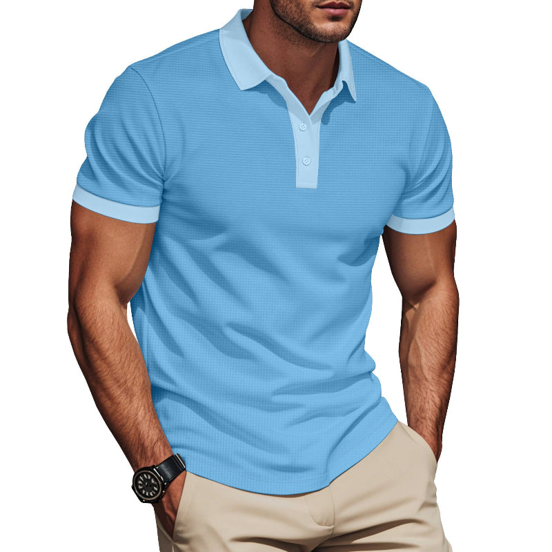 Men's Lapel Color Matching Short Sleeve Polo Shirt Plus Size