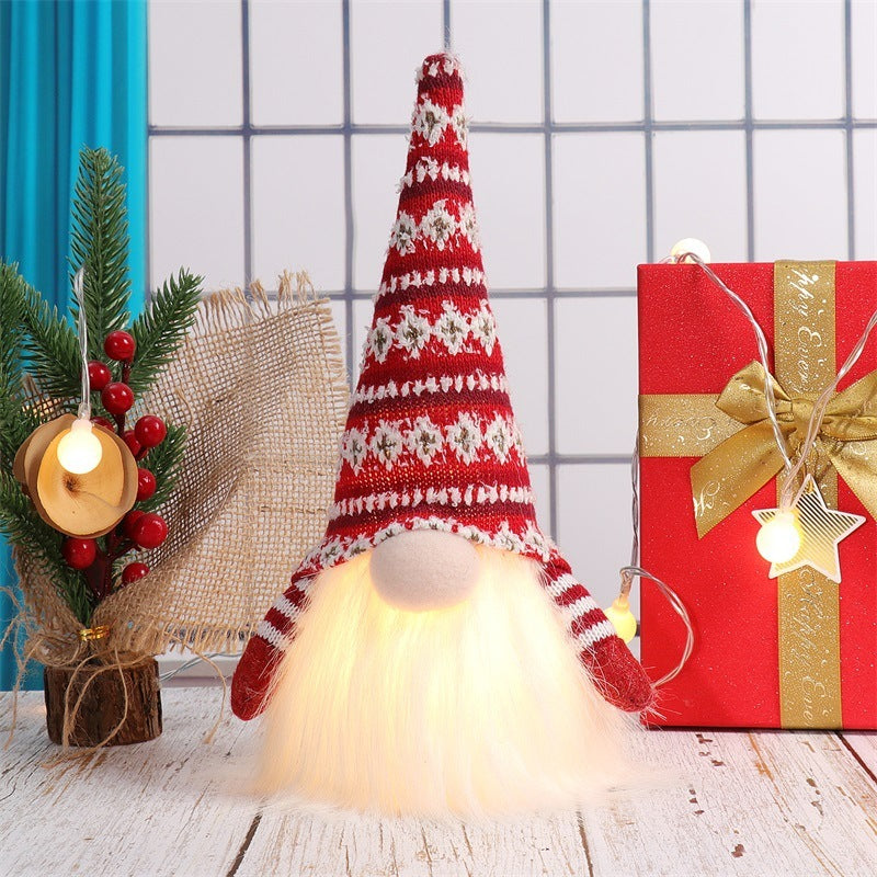 Christmas Decoration Luminous Glowing Beard Santa Figurine Doll Ornaments