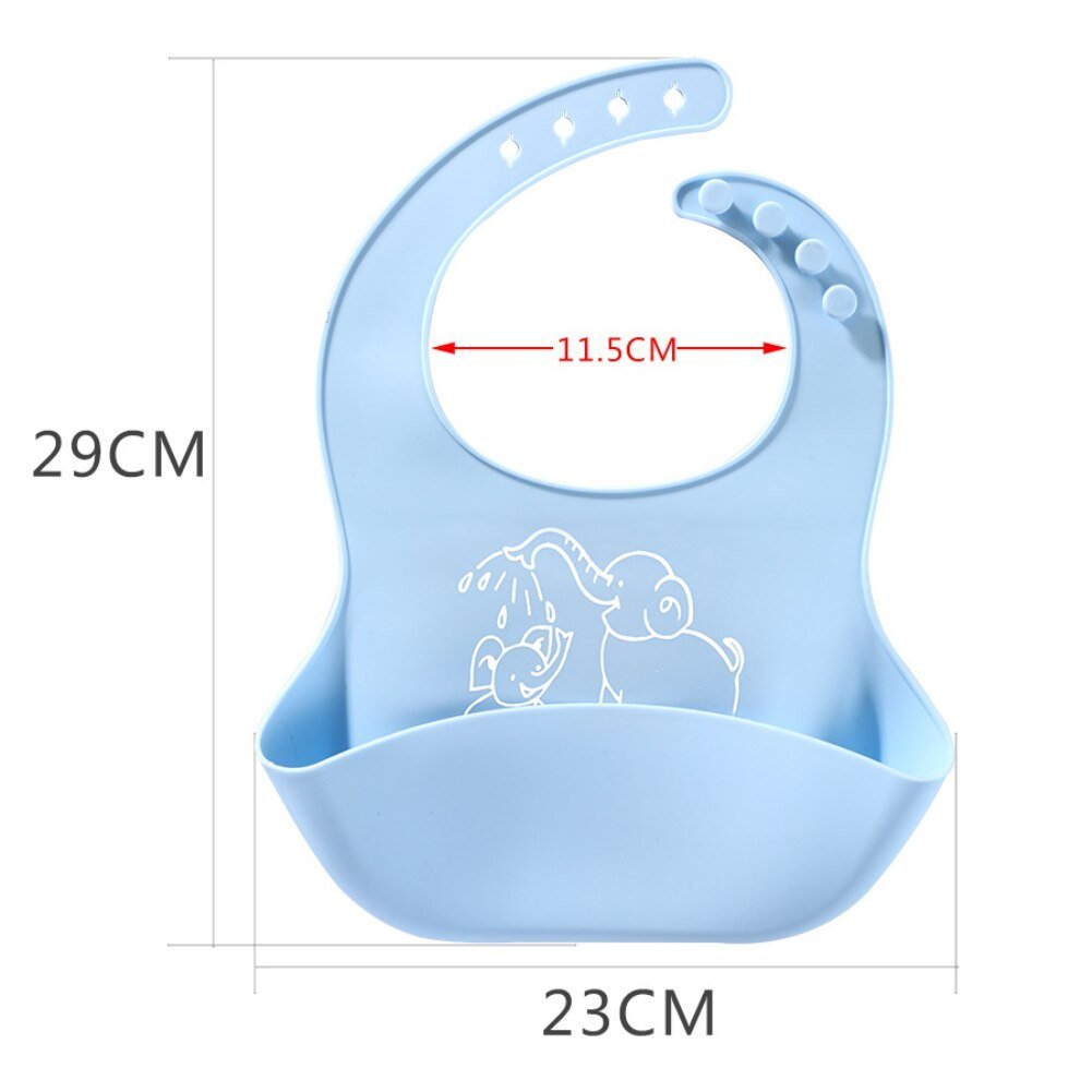 Baby Food Silicone Elephant Print Bibs - Weriion