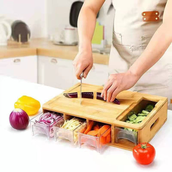 Bamboo Wood Cutting Board With Storage Boxes - Weriion