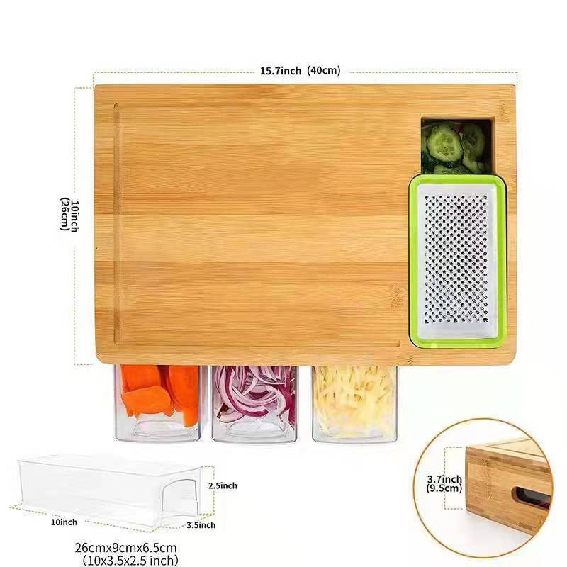 Bamboo Wood Cutting Board With Storage Boxes - Weriion