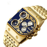 Men's Large Dial Luminous Multiple Time Zones Watch