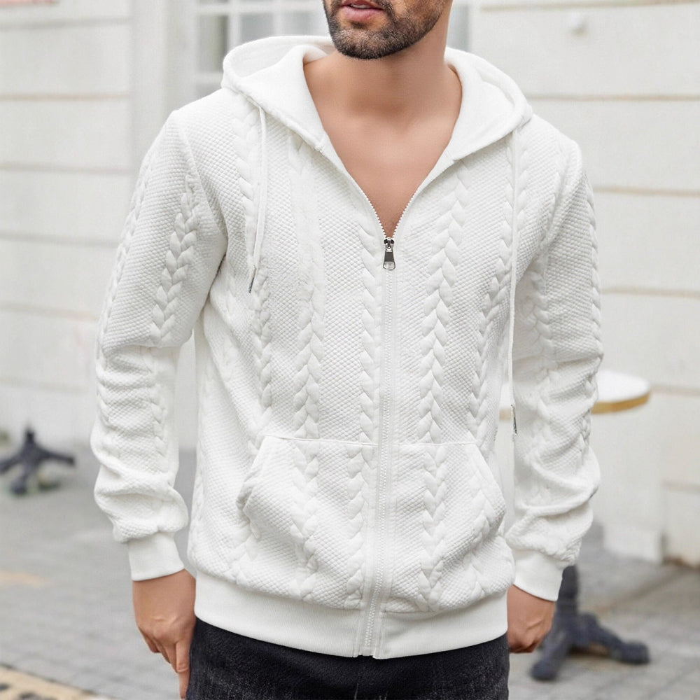 Men's Sporty Solid-Color Patterned Casual Hoodie