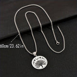 Men's Round Stainless Steel Tree Life Pendant Necklace