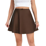Boutique Satin High Waist Elastic Solid Color Skirt - Weriion