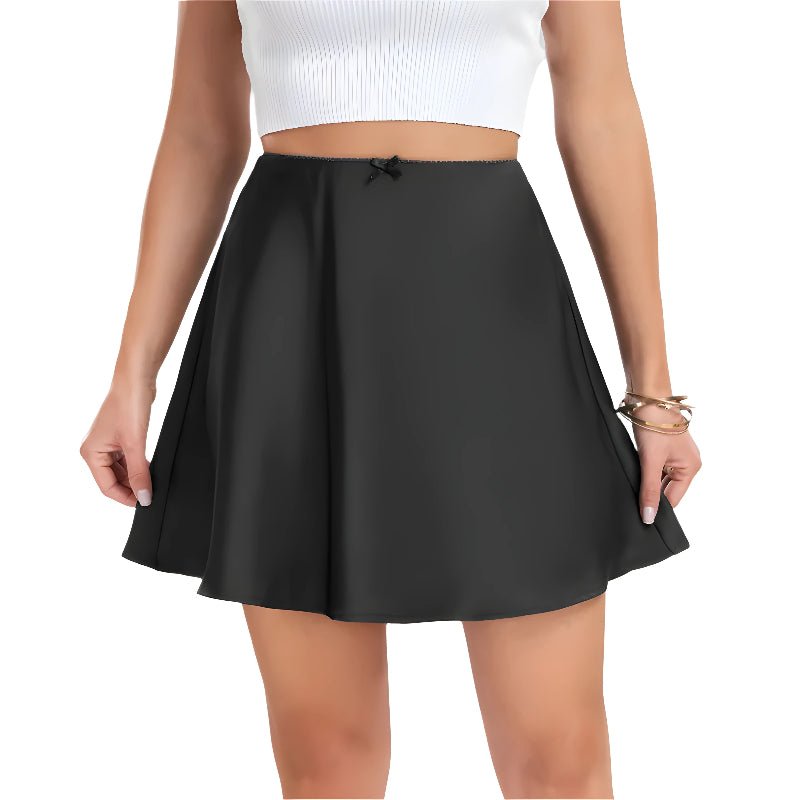 Boutique Satin High Waist Elastic Solid Color Skirt - Weriion