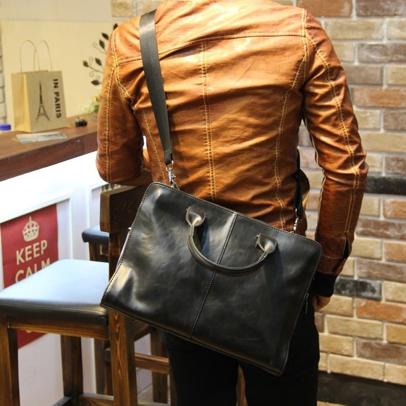 Business Bag Leather Briefcase For Men - Weriion