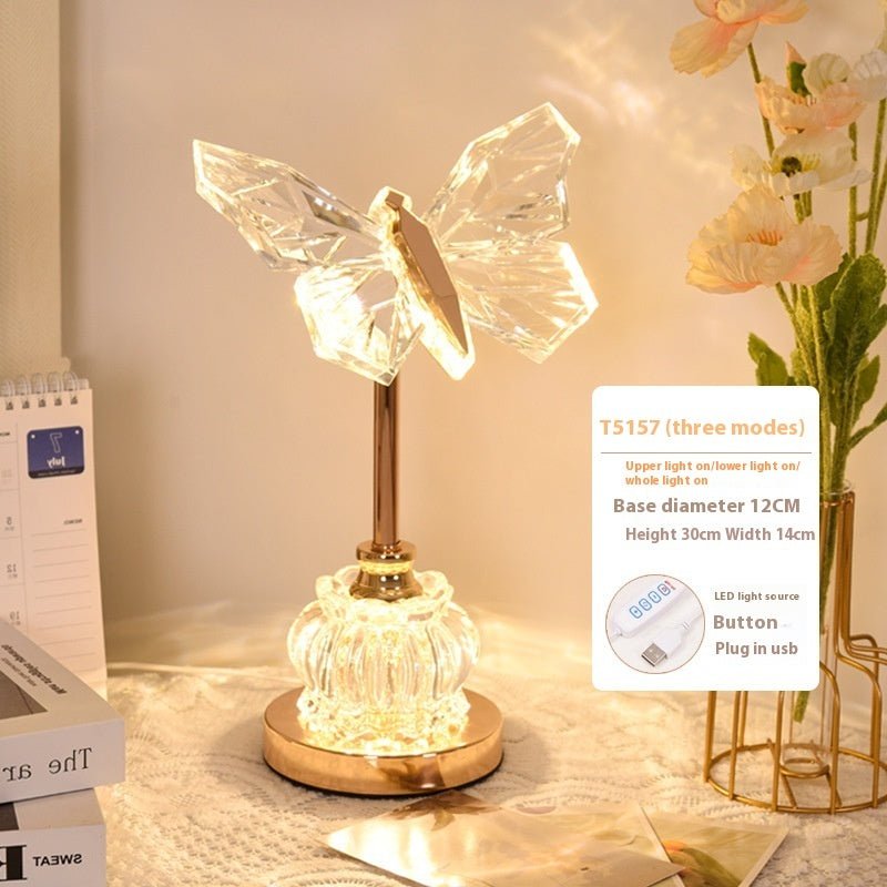 Butterfly Table Lamp Bedroom Bedside Creative Ambience Light - Weriion