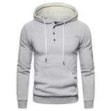 Buttoned Cotton Fleece Casual Hoodie - Weriion