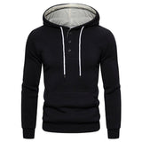 Buttoned Cotton Fleece Casual Hoodie - Weriion