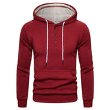 Buttoned Cotton Fleece Casual Hoodie - Weriion