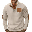 Buttoned Standing Collar Men's Sweater With Chest Pocket - Weriion