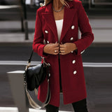 Fashion Turndown Collar Double-Breasted Spring Autumn Coat For Women