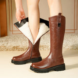 Women's High Tube Long Boots Fur Integrated Fleece-Lined Thickened Female Shoes