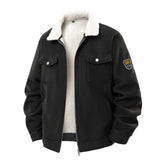 Fleece-Lined Thickened Warm Jacket Fashionable Lapel Workwear Lambswool Men's Coat
