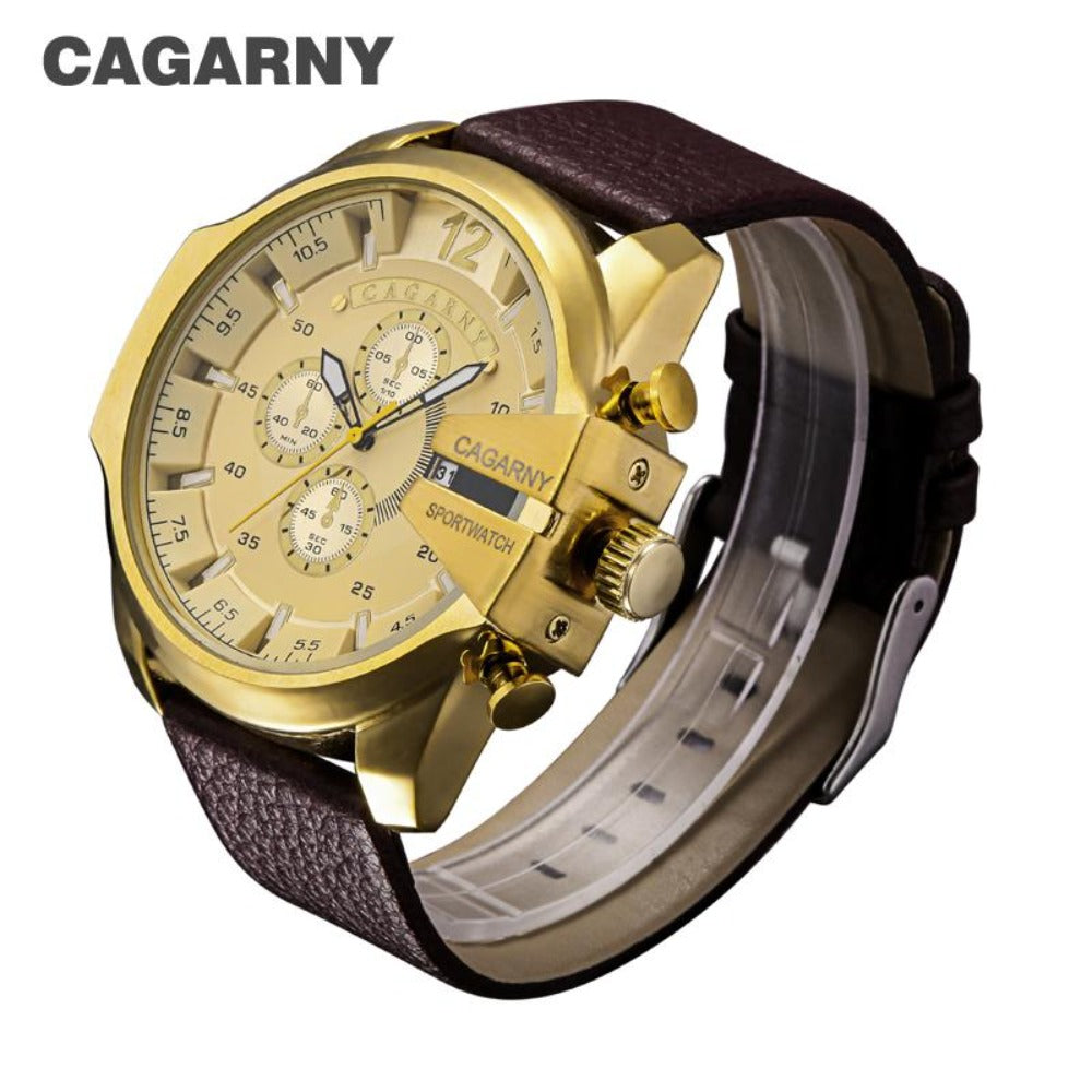 Cagarny Men's Sports Watch With Leather Strap - Weriion